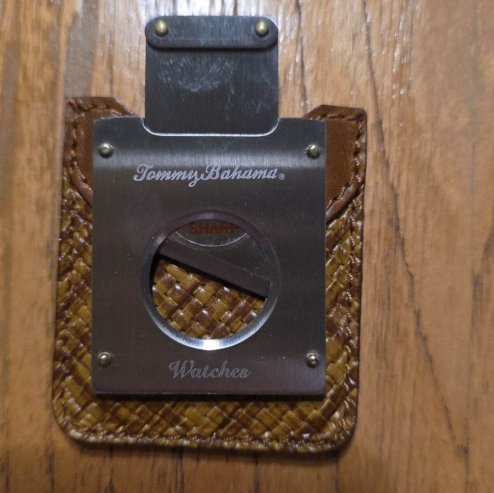 Tommy Bahama Tan and Brown Woven Cigar Cutter - Picture 3 of 3